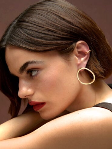 Créoles courbes lyre - Boucles d'oreilles dorées - femme