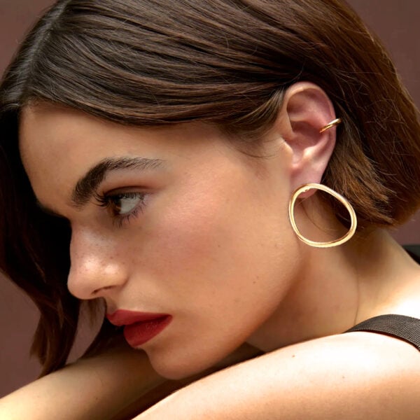 Créoles courbes lyre - Boucles d'oreilles dorées - femme