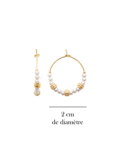 Petites créoles perles plaqué or Ayia