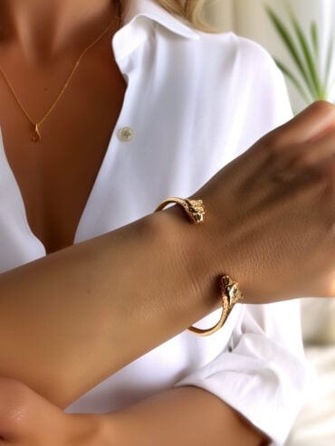 Jonc panthère plaqué or Luna