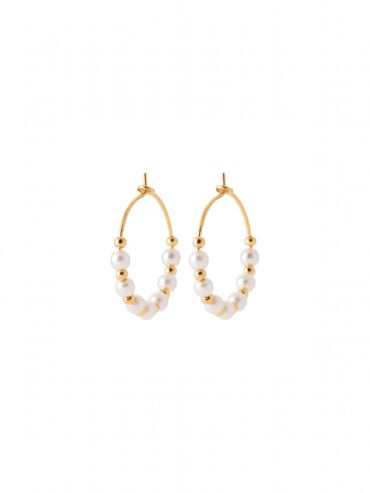 Petites créoles perles plaqué or Oia