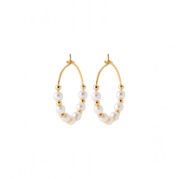 Petites créoles perles plaqué or Oia