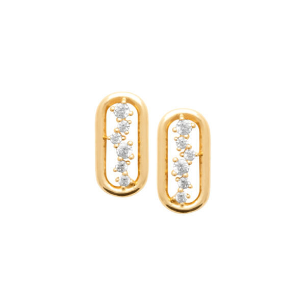 petites boucles d'oreilles ovales serties de brillants plaque or femme - modèle OSLO