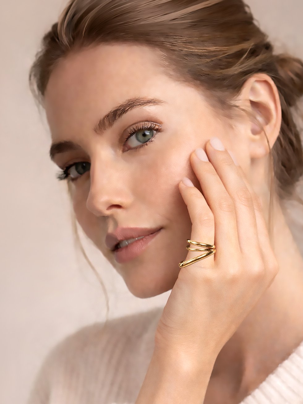 Bijoux fantaisie de créateurs 41 Bague Valse plaqué or femme - zoom