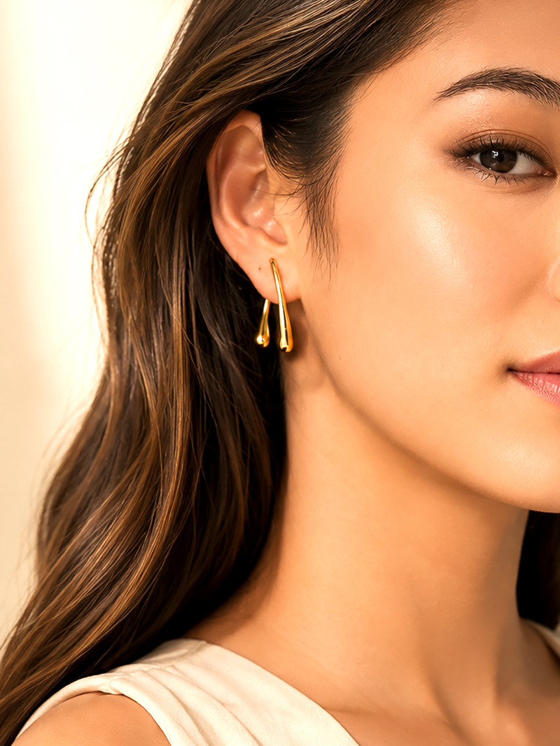 Boucles d'oreilles Symbiose 1 Boucles d'oreilles dorées symbiose femme - zoom
