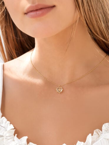 Collier fin cœur ex-voto cristal transparent femme