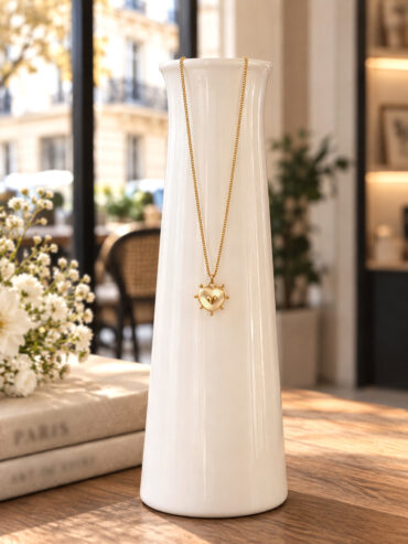 Collier fin ex voto coeur cristal