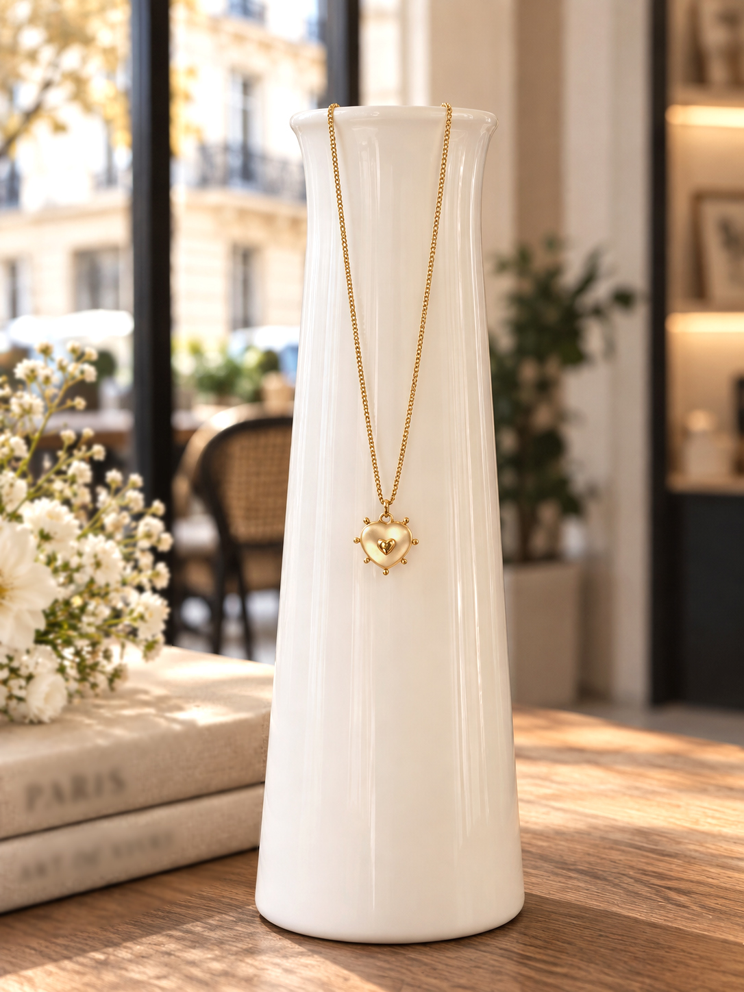 Collier fin ex voto coeur cristal