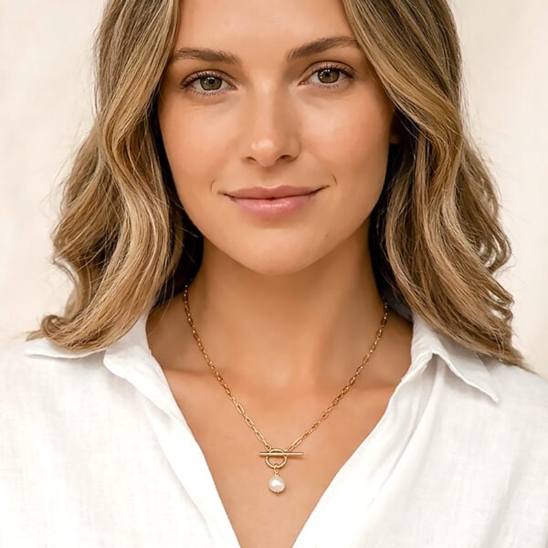 Collier plaqué or et perle d'eau douce Gatsby - femme