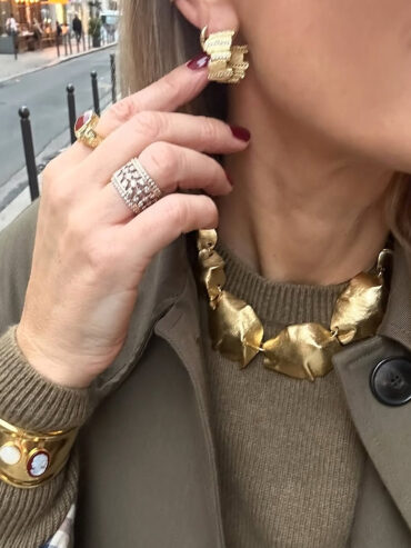 Boucles d'oreilles dorées strass Séquoia