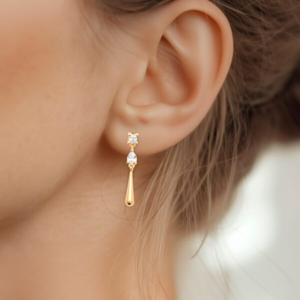 Boucles d'oreilles pendantes plaqué or femme - modèle Stockholm - zoom