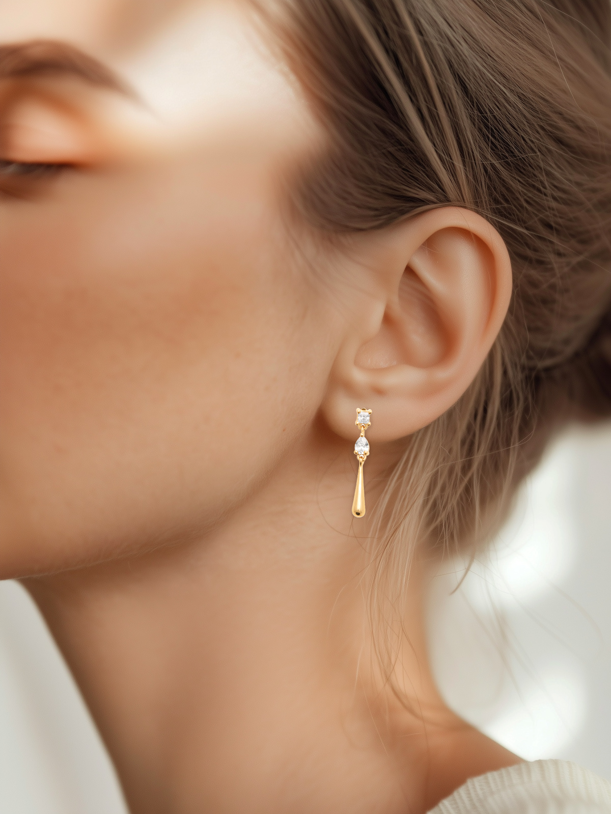 Boucles d'oreilles pendantes plaqué or Stockholm 4 Boucles d'oreilles pendantes plaqué or femme - modèle Stockholm