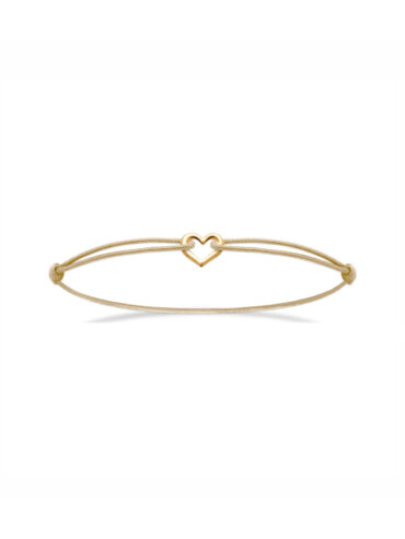 Bijoux Noël 7 Bracelet cœur plaqué or cordon beige Arthur