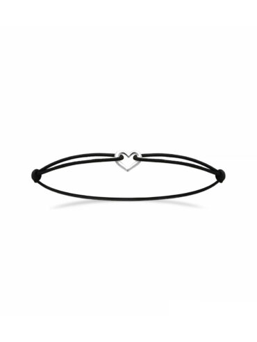 Bijoux Noël 8 bracelet cœur argent cordon noir GABIN
