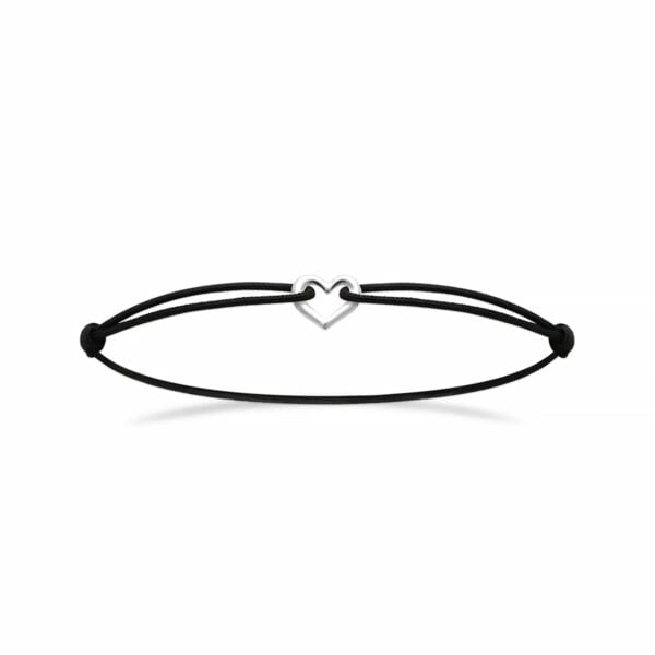 bracelet cœur argent cordon noir GABIN