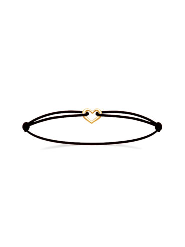 Bijoux Noël 9 Bracelet cordon noir cœur plaqué or Arthur