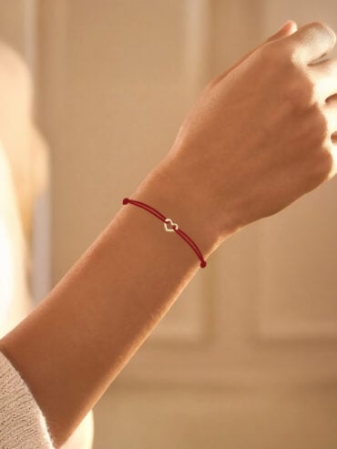 Bracelet cœur plaqué or cordon rouge Arthur