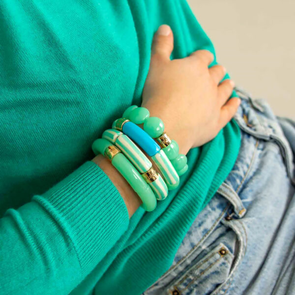 Bracelets PIPOCA vert Brasil riviera lago - présentation 3 bracelets femme