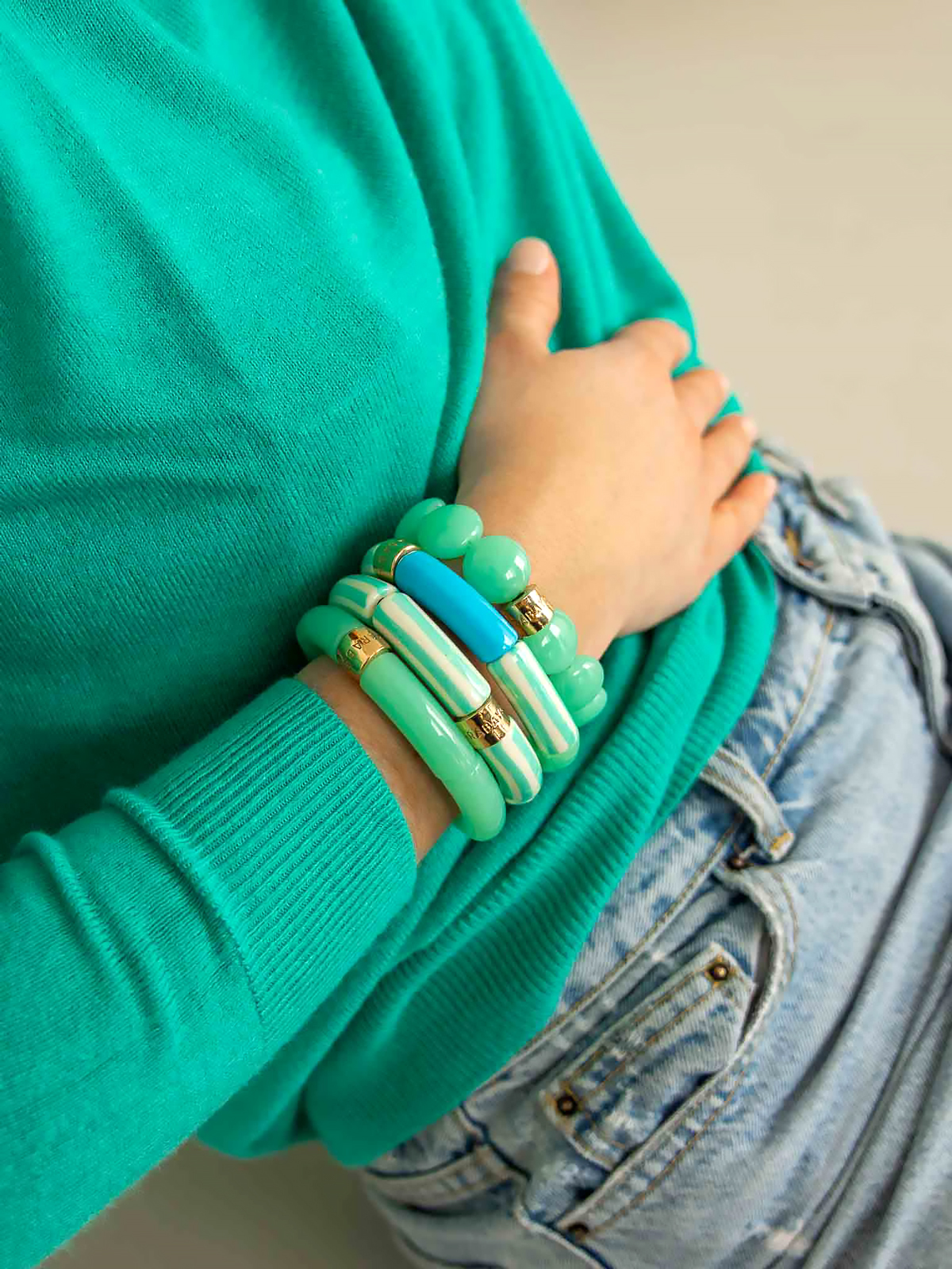 Bracelet Pipoca Brasil Riviera Lagon 1 Bracelets PIPOCA vert Brasil riviera lago - présentation 3 bracelets femme