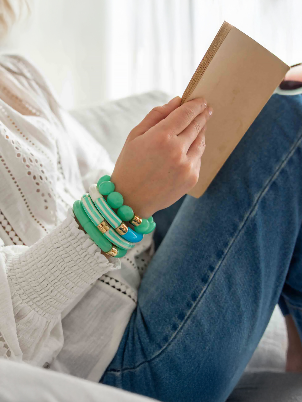 Bracelet Pipoca Brasil Riviera Lagon 5 Bracelets PIPOCA vert Brasil riviera lagon - présentation 3 bracelets femme