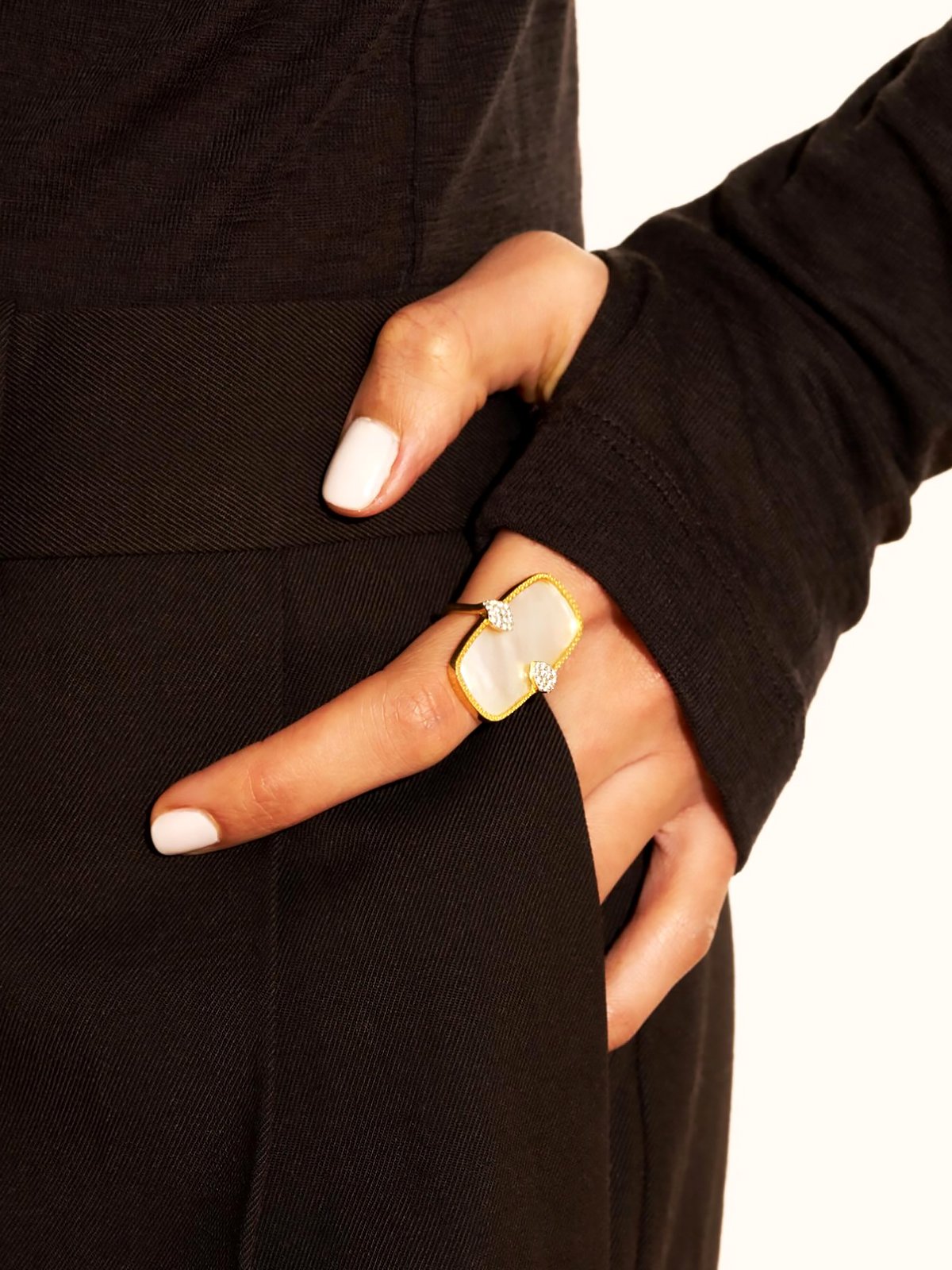 Bague Sangha Nacre 2 Bague pierre naturelle nacre femme - sangha