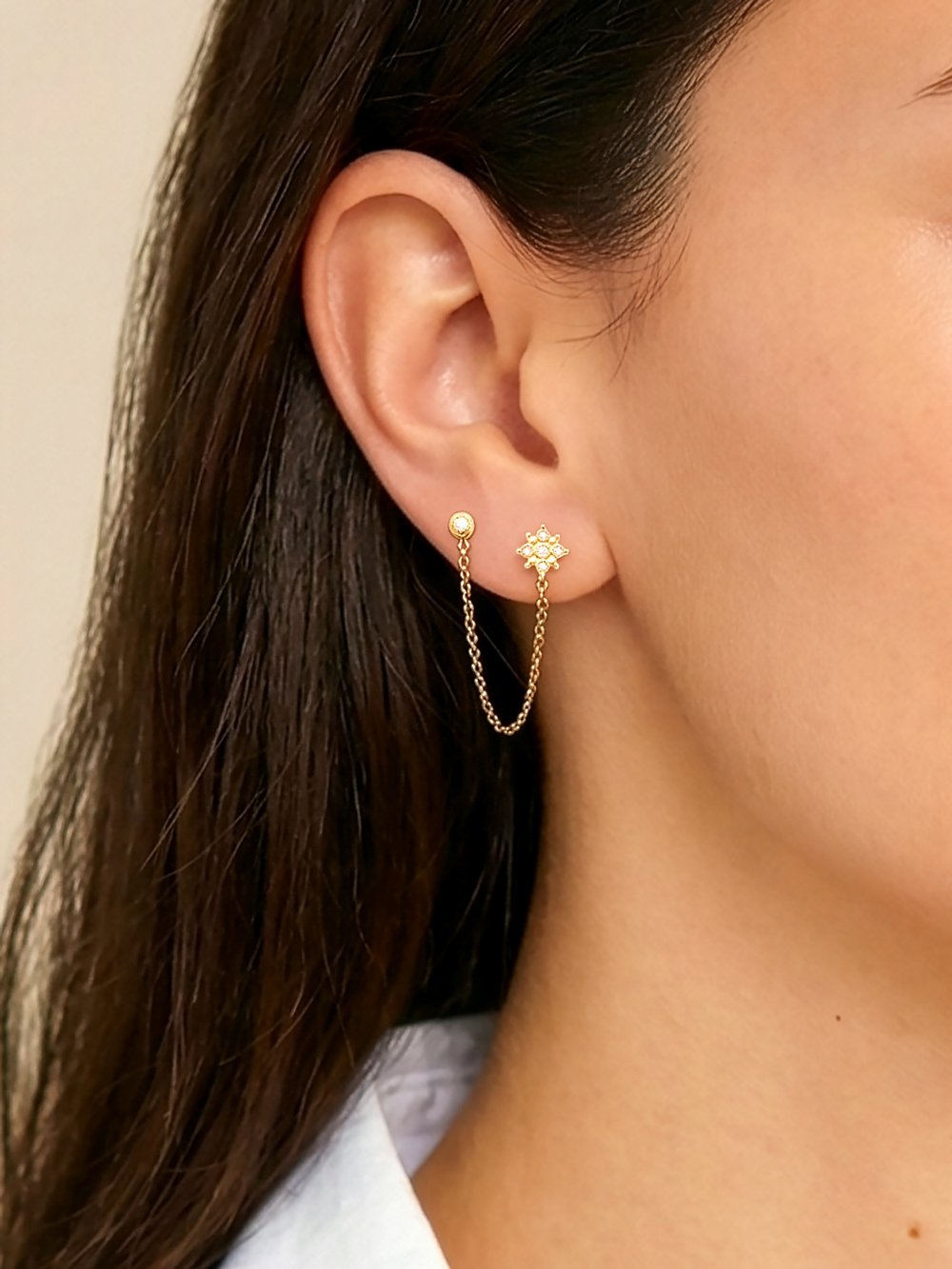 Boucle d'oreille à l'unité plaqué or RIO - femme zoom