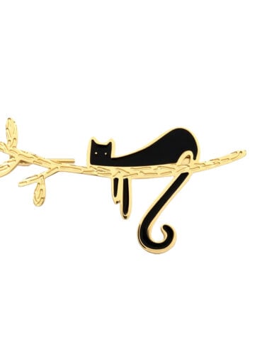 Petite Broche Chat réglisse Nature