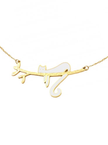 Collier Chat Blanc Nature