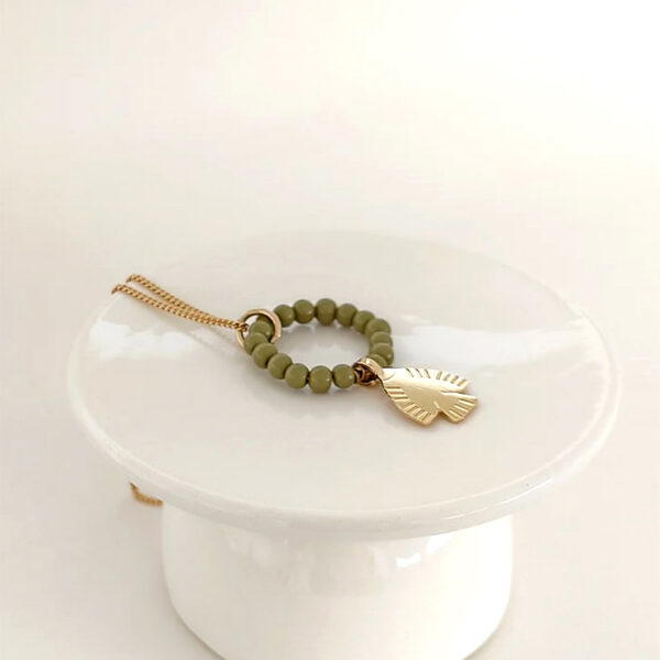 Collier maya folk vert kaki