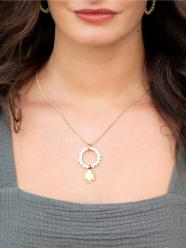 Collier Maya Folk Blanc grès