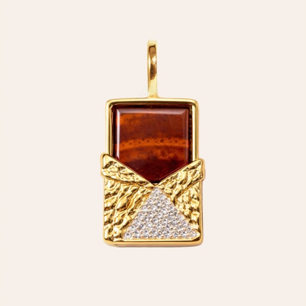 Pendentif Chocolat oeil de tigre. Collection toteme. Pierre fine naturelle