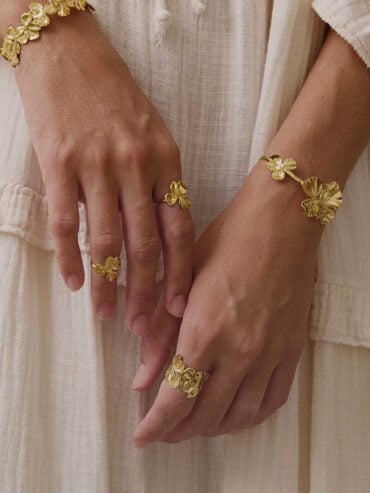 Bague fine fleur dorée Elysia Small