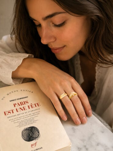 Bague striée plaqué or Arpège