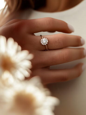 Bague Fleur plaqué or Bloom