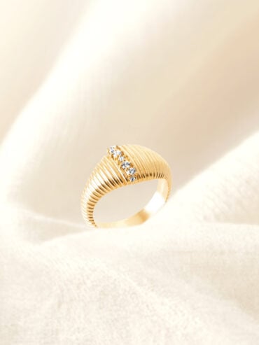 Bijoux fantaisie de créateurs 27 Bague striée plaqué or Arpège