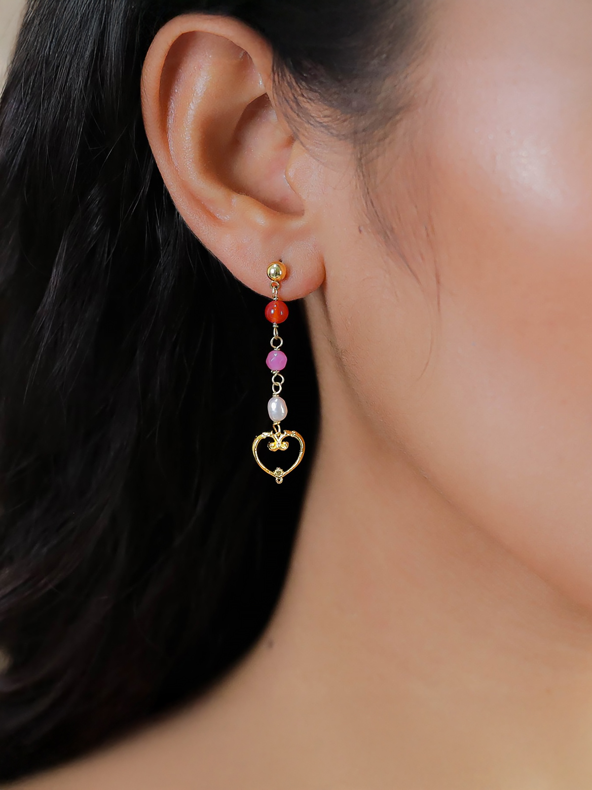 Boucles d'oreilles pendantes cœur Jeanne 2 Boucles d'oreilles pendantes cœur Jeanne - femme