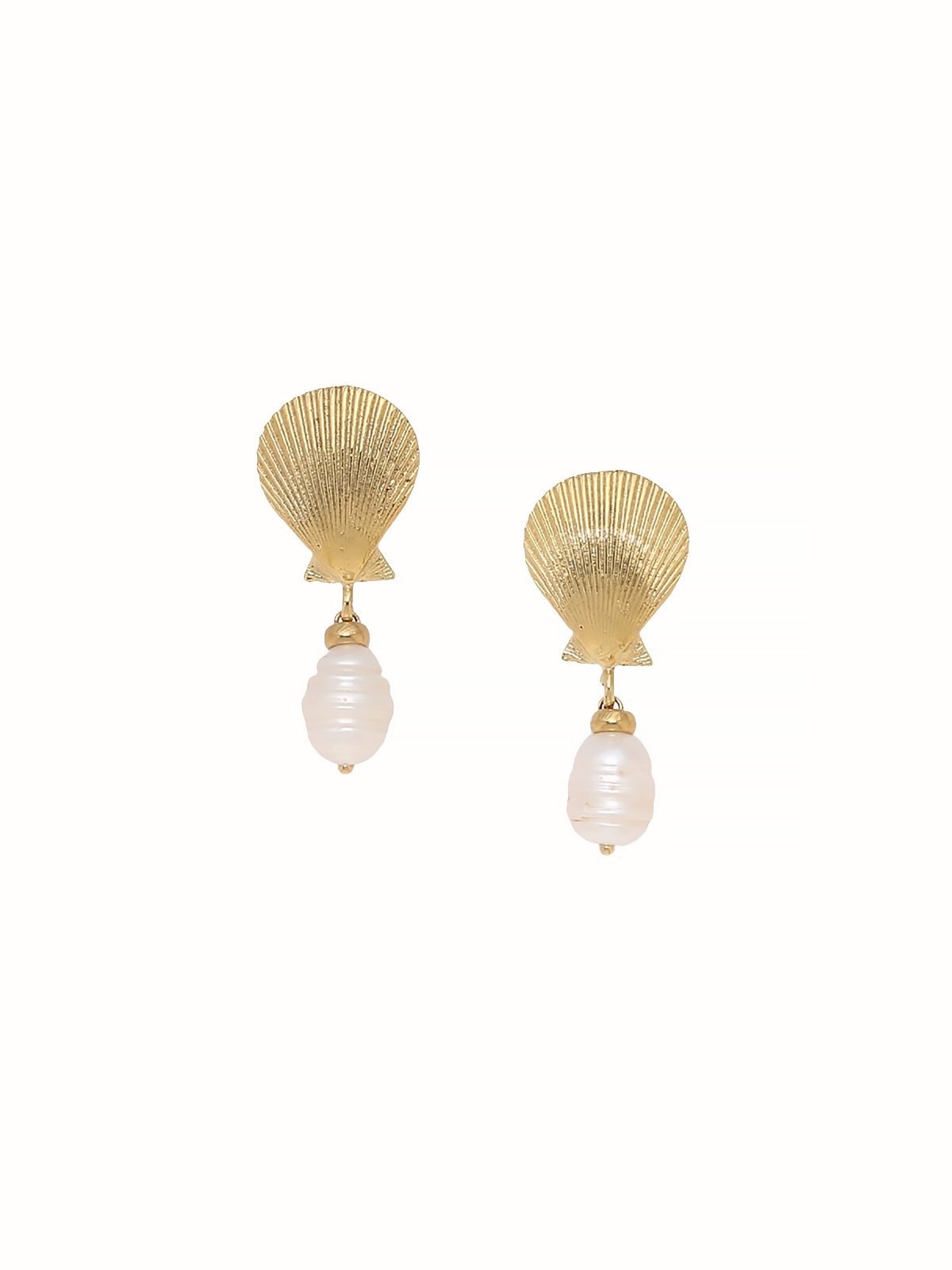 Boucles d’oreilles coquillage doré et perle d’eau douce Tahia