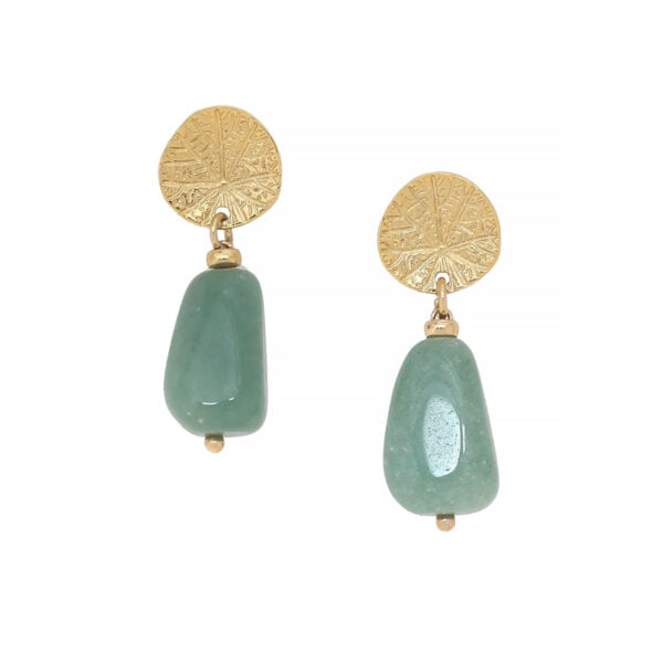 Boucles d'oreilles aventurine et disque solaire Eileen