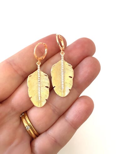 Boucles d'oreilles Plume dorée Indiana