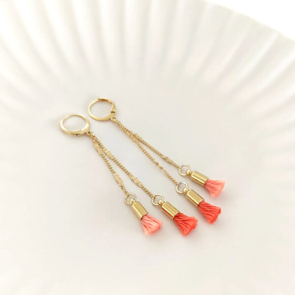 Boucles longues corail - modele pénelope