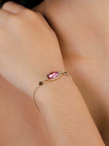 Bracelet goutte cristal ovale rose Emy - femme