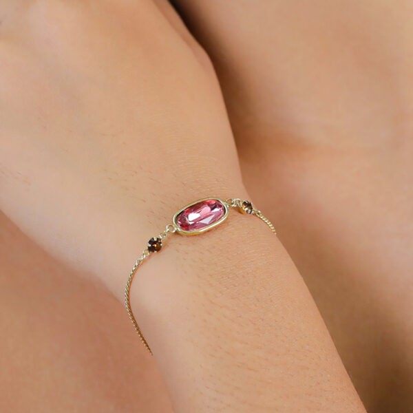 Bracelet goutte cristal ovale rose Emy - femme