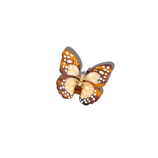 Pince à cheveux mini papillon marron