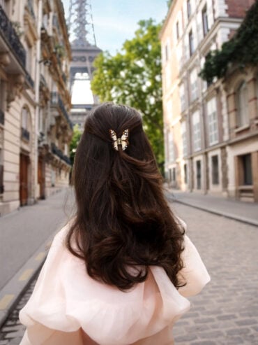 Petite Pince à cheveux papillon marron