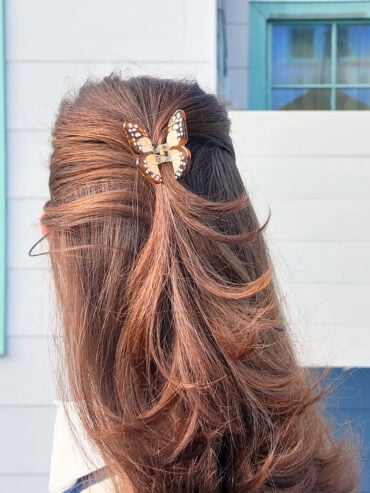 Petite Pince à cheveux papillon marron
