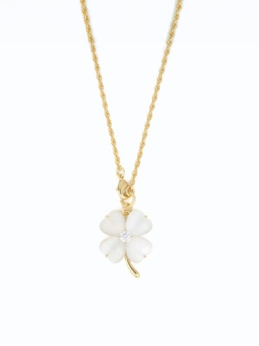 Sautoir trèfle blanc serenity - detail