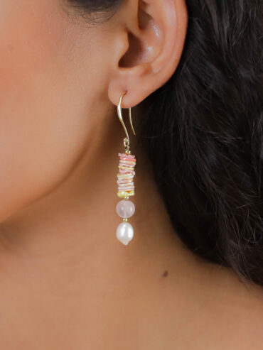 Boucles d’oreilles coquillages et perle Spaggia Rosa