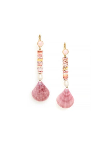 Boucles d’oreilles longues coquillages roses