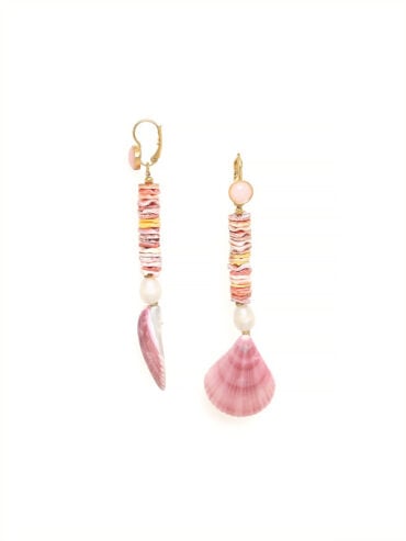 Boucles d’oreilles longues coquillages roses
