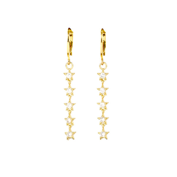 Boucles d'oreilles pendantes étoiles Cassiopée